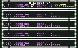 G.P. Tennis Manager screenshot 4 for Commodore 64
